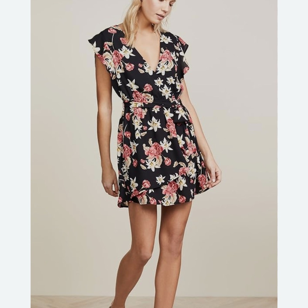 Jack by BB Dakota Pink and Red Ruffled Wrap Sundress